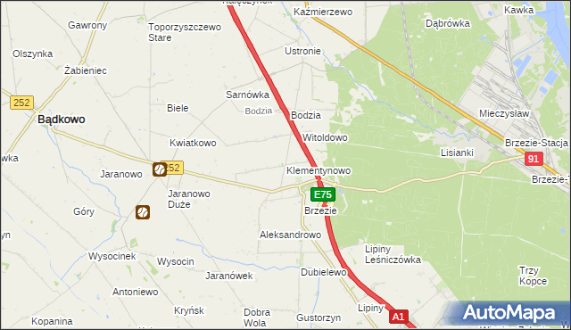 mapa Klementynowo, Klementynowo na mapie Targeo