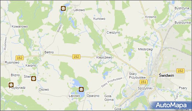 mapa Klępczewo, Klępczewo na mapie Targeo