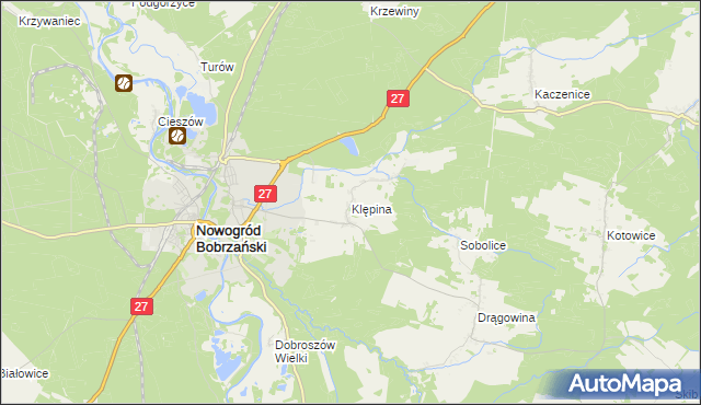 mapa Klępina, Klępina na mapie Targeo