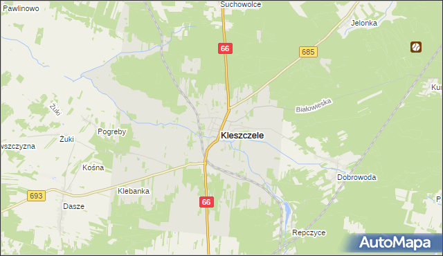 mapa Kleszczele, Kleszczele na mapie Targeo