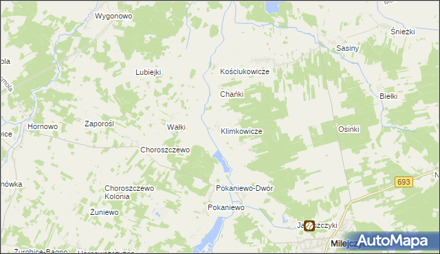 mapa Klimkowicze, Klimkowicze na mapie Targeo