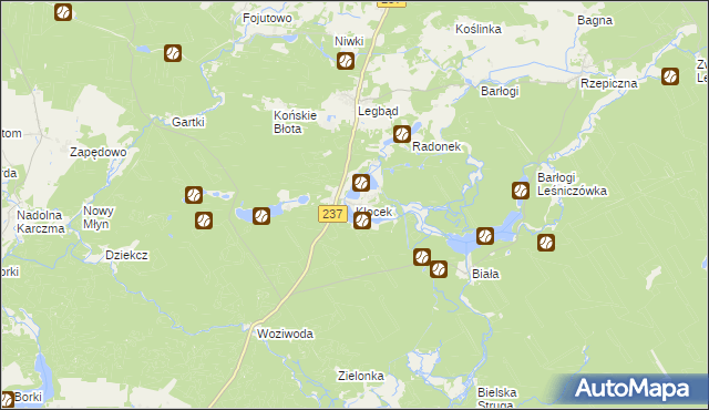 mapa Klocek, Klocek na mapie Targeo