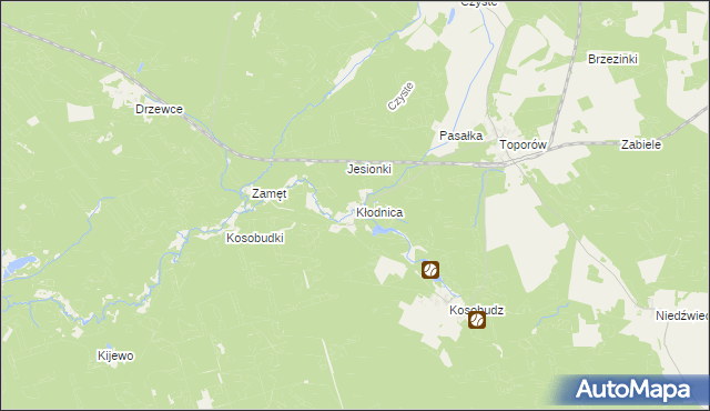 mapa Kłodnica gmina Łagów, Kłodnica gmina Łagów na mapie Targeo