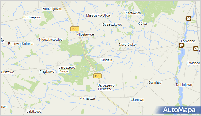 mapa Kłodzin gmina Mieścisko, Kłodzin gmina Mieścisko na mapie Targeo