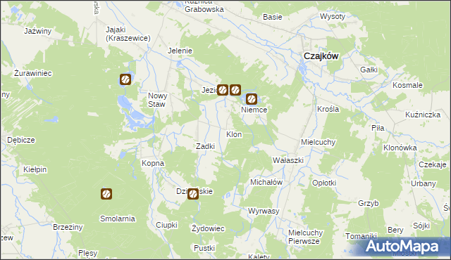 mapa Klon gmina Czajków, Klon gmina Czajków na mapie Targeo