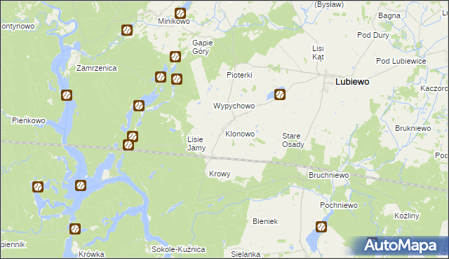 mapa Klonowo gmina Lubiewo, Klonowo gmina Lubiewo na mapie Targeo