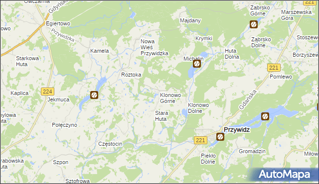 mapa Klonowo Górne, Klonowo Górne na mapie Targeo