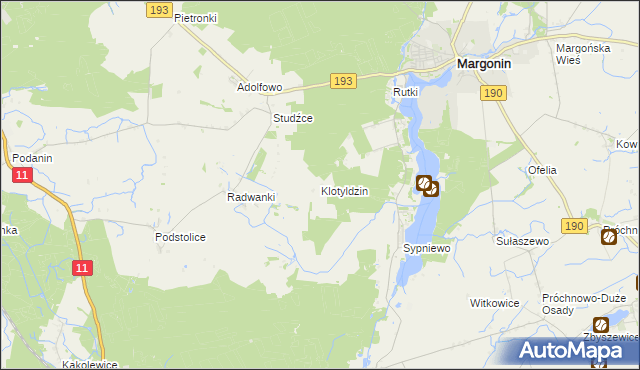 mapa Klotyldzin, Klotyldzin na mapie Targeo