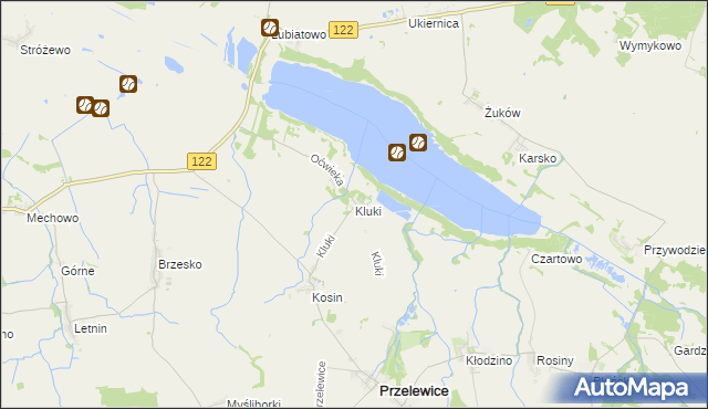 mapa Kluki gmina Przelewice, Kluki gmina Przelewice na mapie Targeo