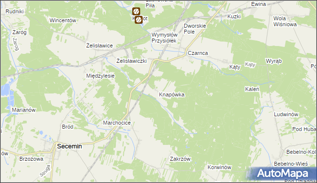 mapa Knapówka gmina Włoszczowa, Knapówka gmina Włoszczowa na mapie Targeo