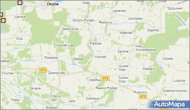 mapa Kociołki gmina Grabica, Kociołki gmina Grabica na mapie Targeo