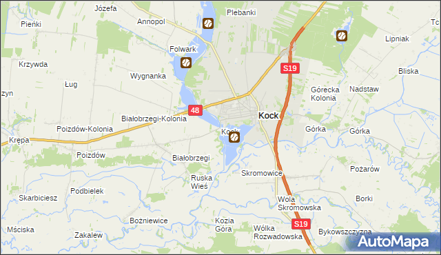 mapa Kock powiat lubartowski, Kock powiat lubartowski na mapie Targeo