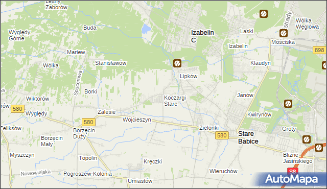 mapa Koczargi Stare, Koczargi Stare na mapie Targeo