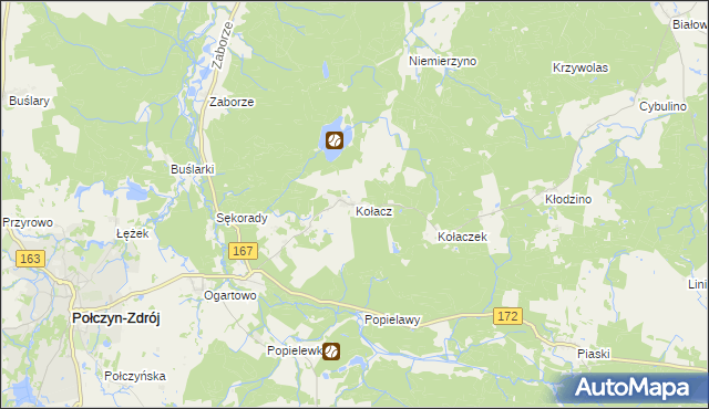 mapa Kołacz gmina Połczyn-Zdrój, Kołacz gmina Połczyn-Zdrój na mapie Targeo