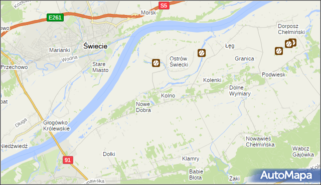 mapa Kolno gmina Chełmno, Kolno gmina Chełmno na mapie Targeo
