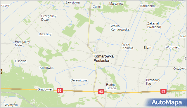 mapa Komarówka Podlaska, Komarówka Podlaska na mapie Targeo