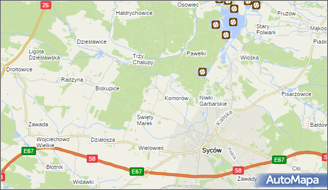 mapa Komorów gmina Syców, Komorów gmina Syców na mapie Targeo