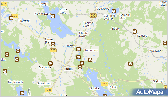 mapa Komorowo gmina Łukta, Komorowo gmina Łukta na mapie Targeo