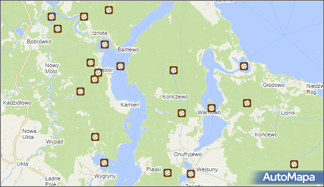 mapa Kończewo gmina Ruciane-Nida, Kończewo gmina Ruciane-Nida na mapie Targeo