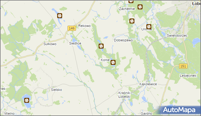 mapa Konie gmina Radowo Małe, Konie gmina Radowo Małe na mapie Targeo