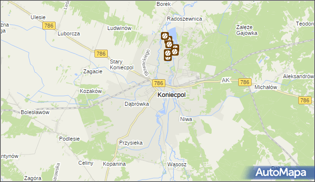 mapa Koniecpol, Koniecpol na mapie Targeo