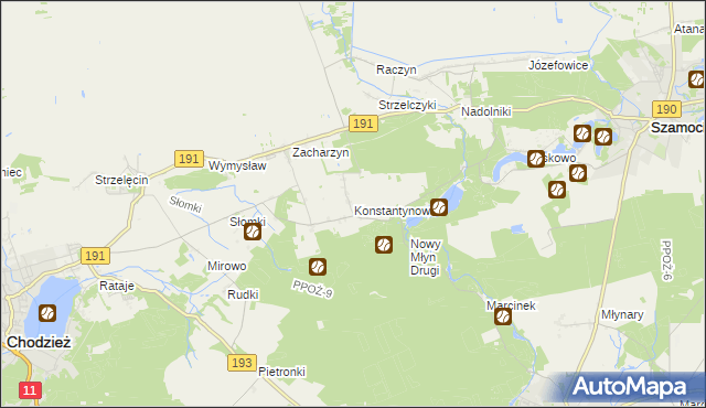 mapa Konstantynowo gmina Chodzież, Konstantynowo gmina Chodzież na mapie Targeo