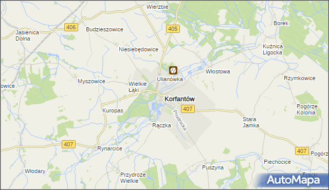 mapa Korfantów, Korfantów na mapie Targeo