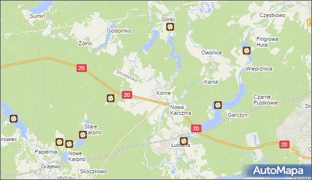 mapa Korne, Korne na mapie Targeo