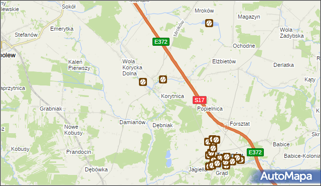 mapa Korytnica gmina Trojanów, Korytnica gmina Trojanów na mapie Targeo