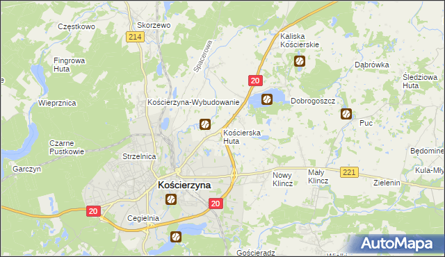 mapa Kościerska Huta, Kościerska Huta na mapie Targeo