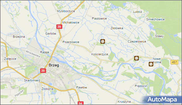 mapa Kościerzyce, Kościerzyce na mapie Targeo