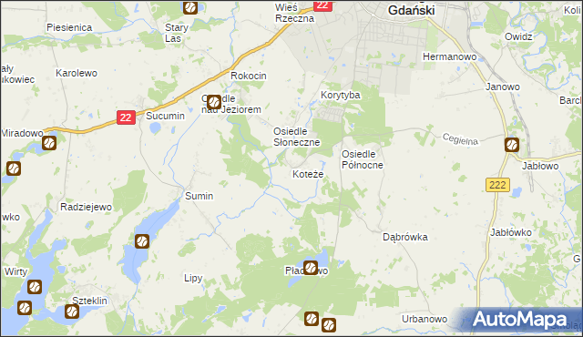 mapa Koteże, Koteże na mapie Targeo