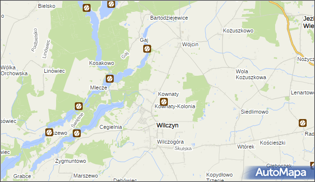 mapa Kownaty gmina Wilczyn, Kownaty gmina Wilczyn na mapie Targeo