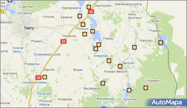 mapa Krejwińce, Krejwińce na mapie Targeo