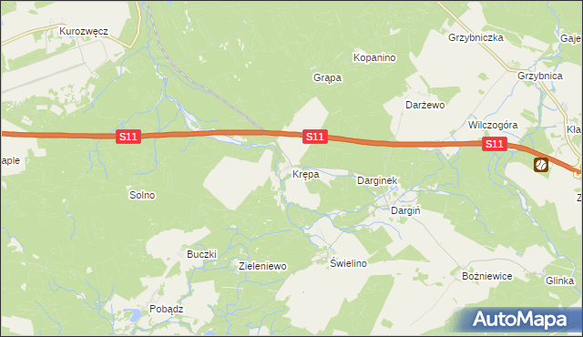 mapa Krępa gmina Bobolice, Krępa gmina Bobolice na mapie Targeo