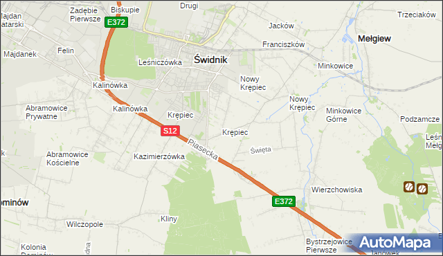 mapa Krępiec gmina Mełgiew, Krępiec gmina Mełgiew na mapie Targeo