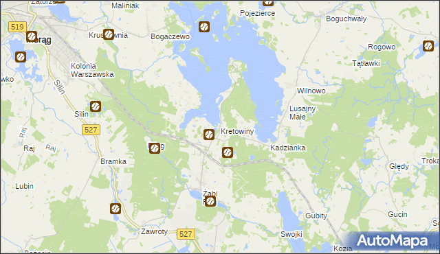 mapa Kretowiny, Kretowiny na mapie Targeo