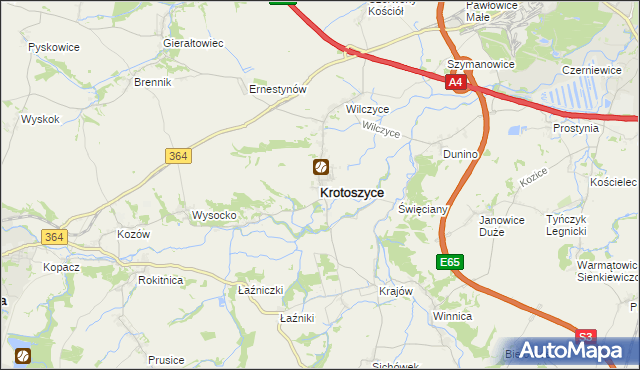 mapa Krotoszyce, Krotoszyce na mapie Targeo