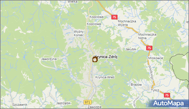 mapa Krynica-Zdrój, Krynica-Zdrój na mapie Targeo
