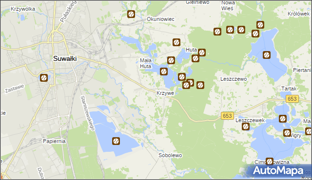 mapa Krzywe gmina Suwałki, Krzywe gmina Suwałki na mapie Targeo