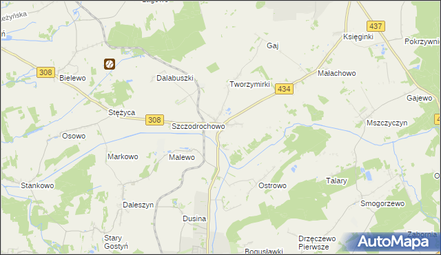 mapa Kunowo gmina Gostyń, Kunowo gmina Gostyń na mapie Targeo