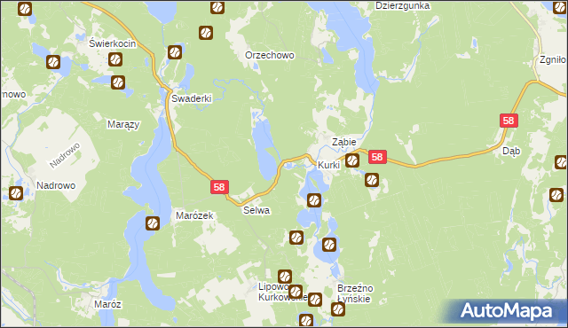 mapa Kurecki Młyn, Kurecki Młyn na mapie Targeo