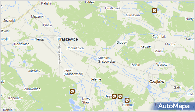 mapa Kuźnica Grabowska, Kuźnica Grabowska na mapie Targeo