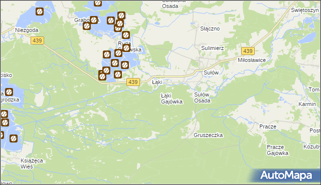 mapa Łąki Gajówka, Łąki Gajówka na mapie Targeo