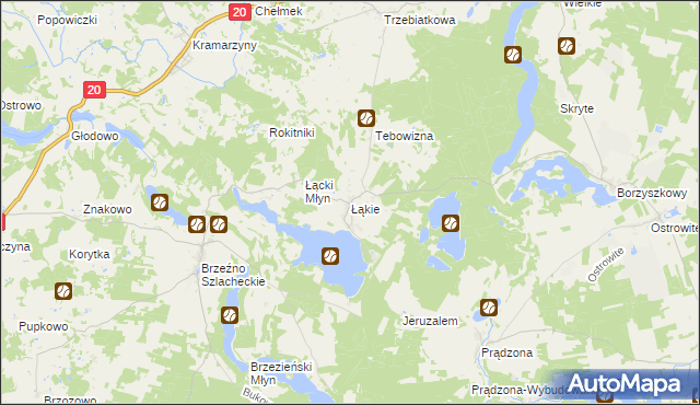 mapa Łąkie gmina Lipnica, Łąkie gmina Lipnica na mapie Targeo