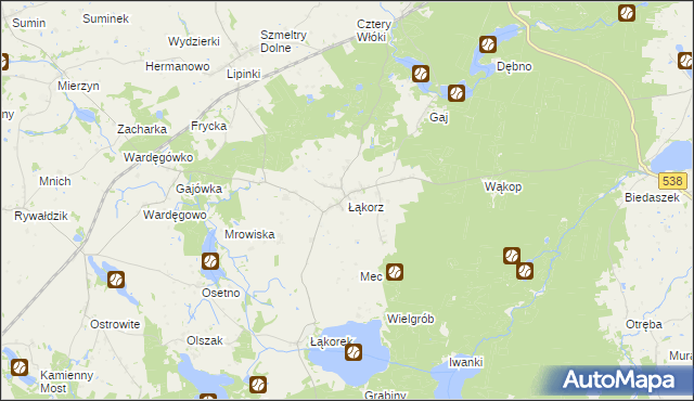 mapa Łąkorz, Łąkorz na mapie Targeo