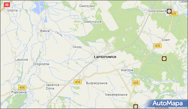 mapa Łambinowice, Łambinowice na mapie Targeo