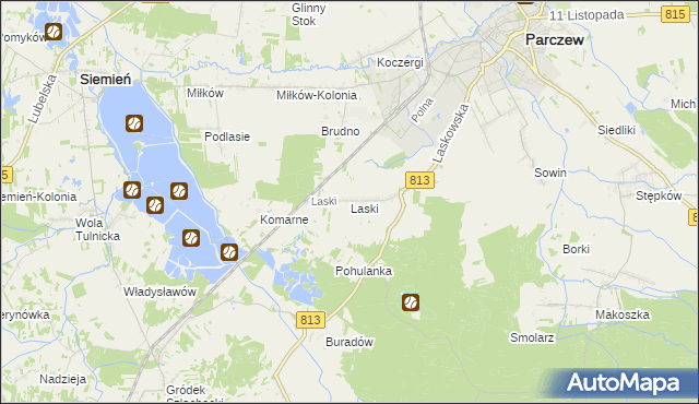 mapa Laski gmina Parczew, Laski gmina Parczew na mapie Targeo