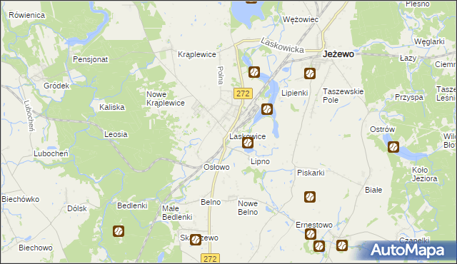 mapa Laskowice gmina Jeżewo, Laskowice gmina Jeżewo na mapie Targeo