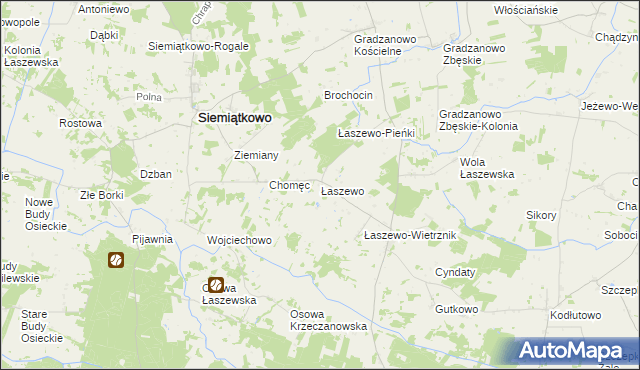 mapa Łaszewo gmina Siemiątkowo, Łaszewo gmina Siemiątkowo na mapie Targeo